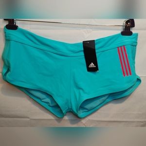 Adidas Sport Swim Shorts Aqua With 3 Coral Stripes Size XL NWT